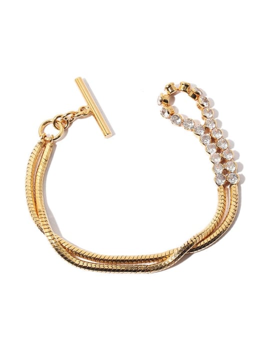 TINGS Brass Cubic Zirconia Geometric Vintage Strand Bracelet