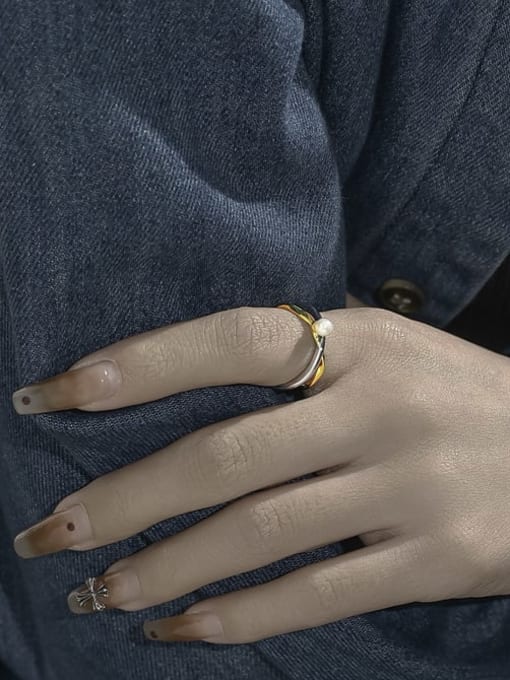 TINGS Brass Geometric Minimalist Stackable Ring 2