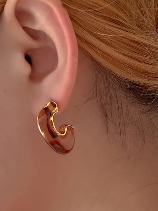 ZRUI Brass Acrylic Geometric Minimalist Stud Earring 1