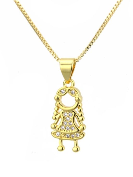 renchi Brass Cubic Zirconia Cute Girl pendant  Necklace 0
