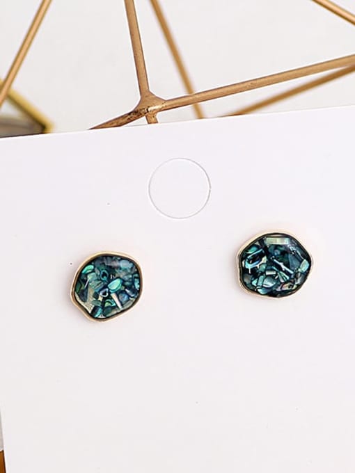blue Copper Opal Geometric Dainty Stud Trend Korean Fashion Earring