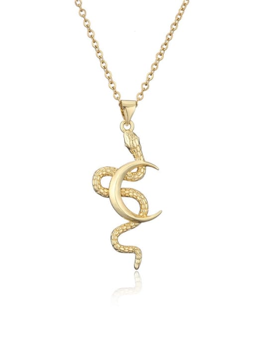 20559 Brass Vintage Snake Pendant Necklace