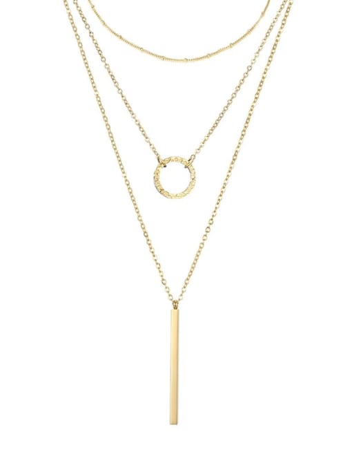 golden Stainless steel Round Minimalist Multi Strand Necklace