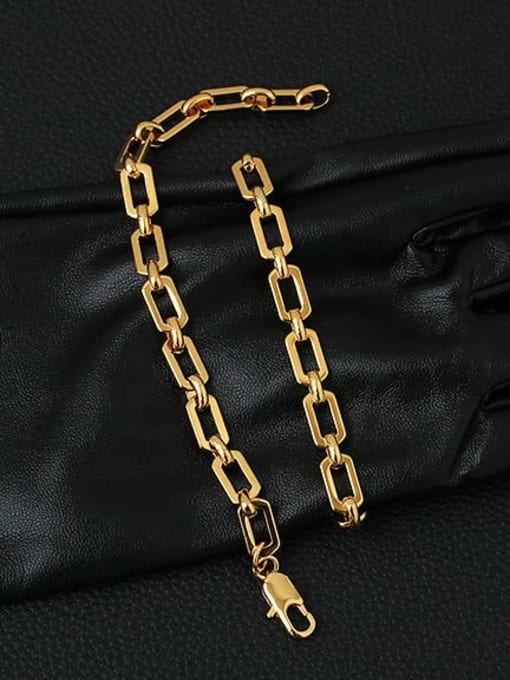 ACCA Brass Hollow Geometric Chain Minimalist Link Bracelet 0