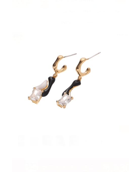 Five Color Brass Enamel Irregular Vintage Drop Earring