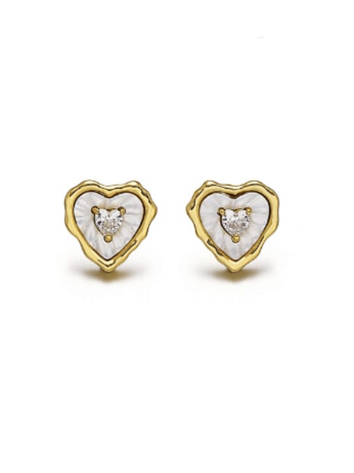 Earrings 1.3cm*1.2cm Brass  Minimalist Heart  Shell Earring and Necklace Set
