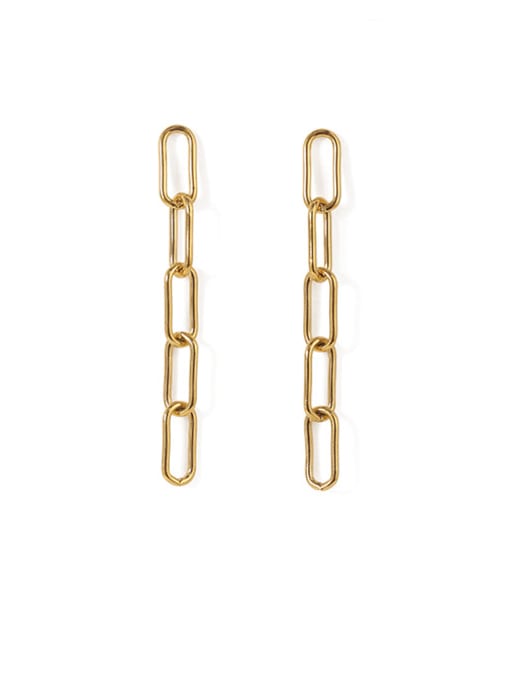 golden Brass Hollow Geometric Chain Vintage Drop Earring