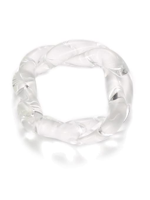 White ring Hand Glass Twist Square Trend Band Ring