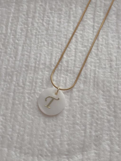 T-letter pendant necklace Stainless steel Shell Letter Minimalist Necklace