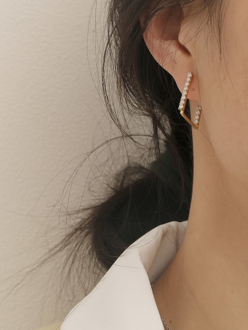HYACINTH Brass Cubic Zirconia Geometric Vintage Stud Trend Korean Fashion Earring 1