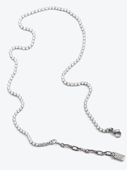 TINGS Titanium Steel Cubic Zirconia Geometric Vintage Necklace