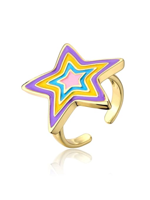 11637 Brass Enamel Five-pointed star Trend Band Ring