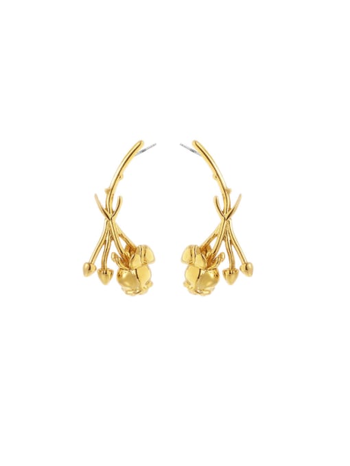 golden Brass Rosary Hip Hop Stud Earring