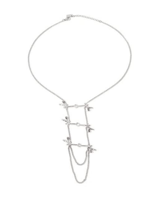 TINGS Titanium Steel Cubic Zirconia Geometric Hip Hop Necklace