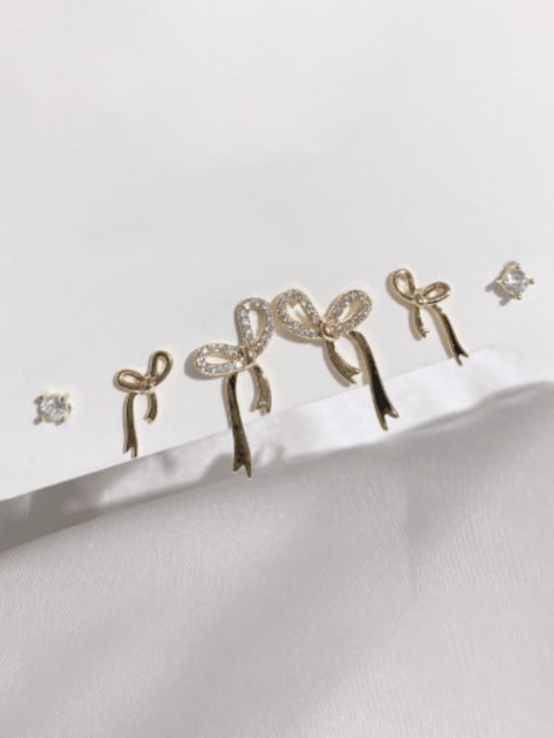 ZRUI Brass Cubic Zirconia  Vintage Butterfly Set Stud Earring