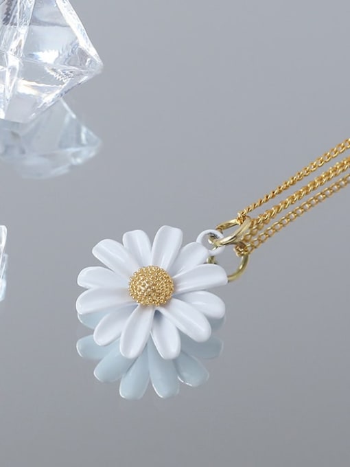 Five Color Brass Enamel Flower Minimalist Necklace 3