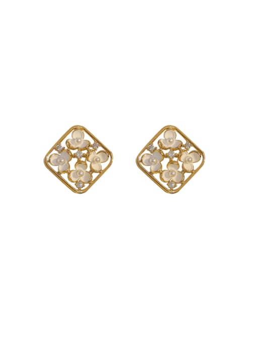 HYACINTH Brass Enamel Flower Minimalist Stud Earring