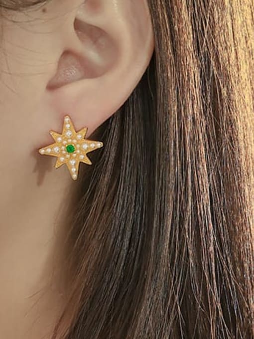 ACCA Brass Cubic Zirconia Star Vintage Stud Earring 1