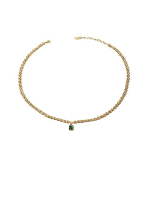 Green zirconium Necklace Brass Cubic Zirconia Wheatear Vintage Necklace