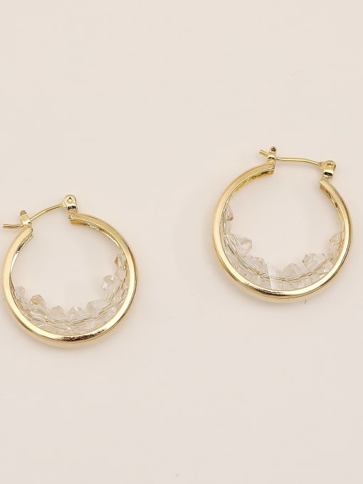 14k Gold Brass Cubic Zirconia Geometric Minimalist Huggie Trend Korean Fashion Earring
