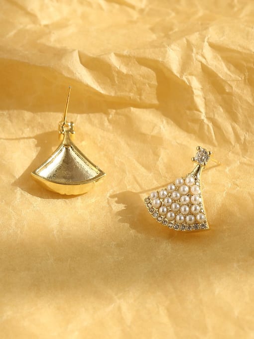 HYACINTH Brass Imitation Pearl Triangle Bohemia Stud Trend Korean Fashion Earring 3