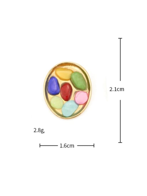 Color dyed shells Alloy Glass Stone Round Hip Hop Stud Earring