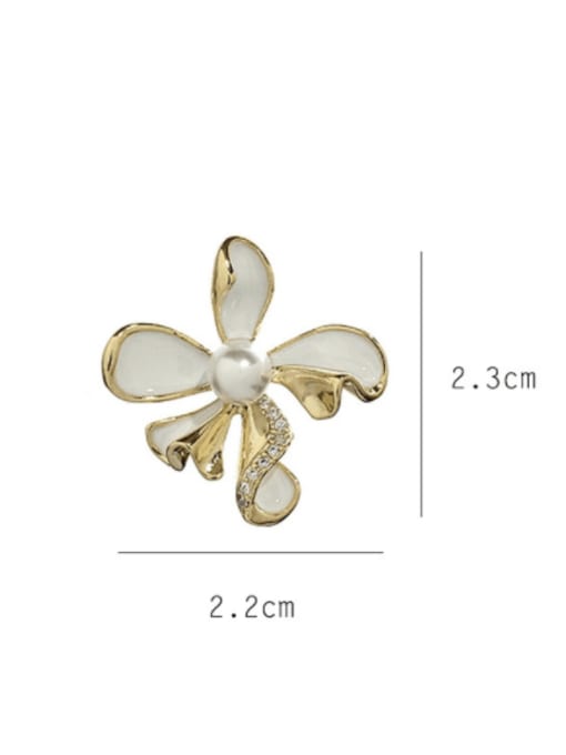 SUUTO Brass Rhinestone Enamel Flower Minimalist Stud Earring 1