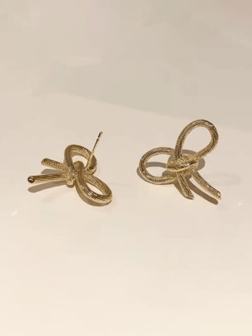 ZRUI Brass Hollow  Bowknot Minimalist Stud Earring 2