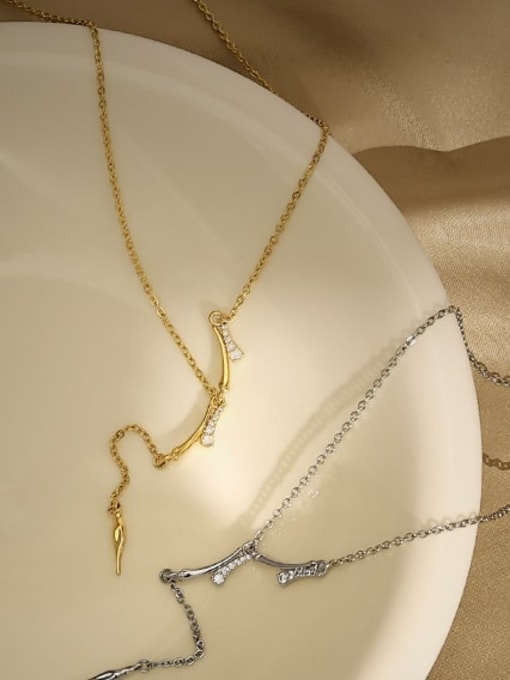 ACCA Brass Tassel Minimalist Lariat Necklace 1