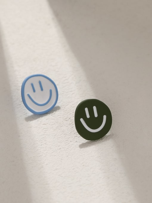 Smiling face Earrings Brass Enamel Smiley Minimalist Stud Earring