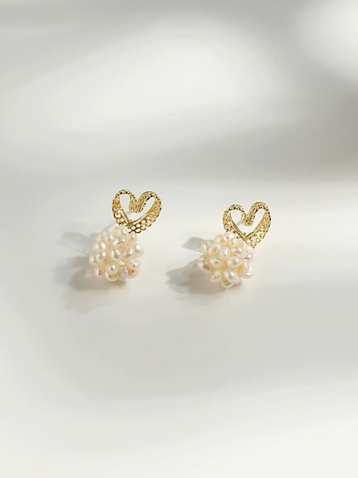 HYACINTH Copper Imitation Pearl Heart Cute Drop Trend Korean Fashion Earring 2