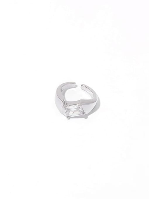 TINGS Brass Cubic Zirconia Geometric Hip Hop Cocktail Ring 0