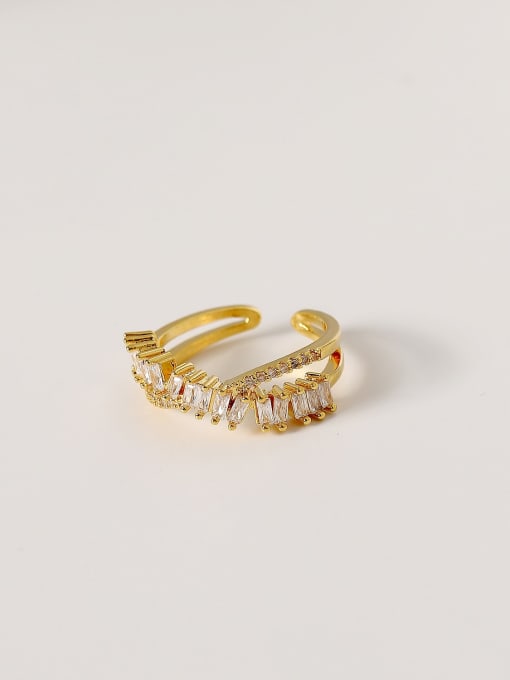 18k gold Brass Cubic Zirconia Irregular Hip Hop Band Fashion Ring
