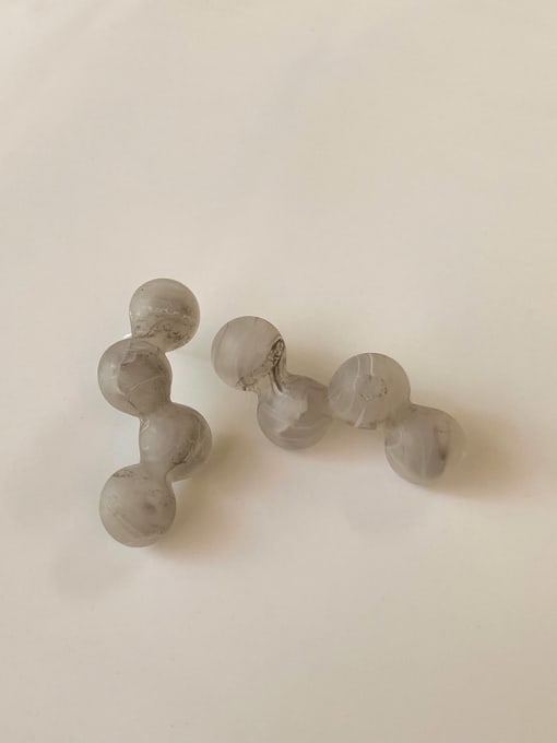 N339 grey resin ball earrings Resin Geometric Vintage marble texture balls Stud Earring