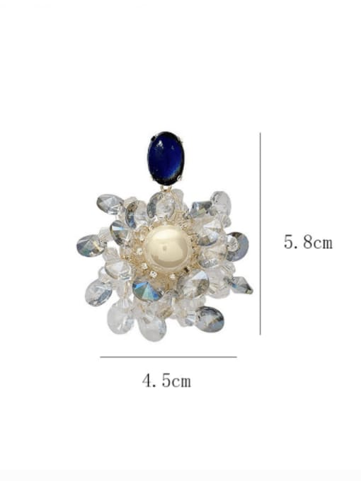 SUUTO Brass  Imitation crystal Flower Luxury Cluster Earring 2