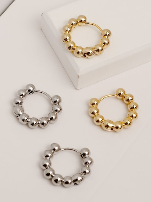 HYACINTH Brass Bead Round Vintage Huggie Trend Korean Fashion Earring 2