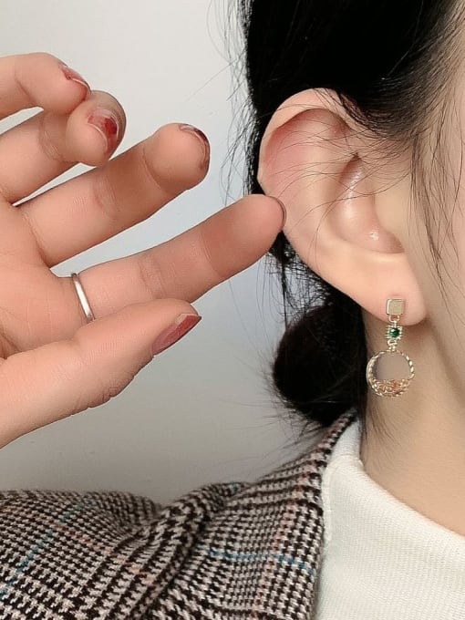 HYACINTH Copper Cubic Zirconia Geometric Minimalist Stud Trend Korean Fashion Earring 1