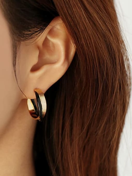ACCA Brass Enamel Geometric Vintage Stud Earring 1