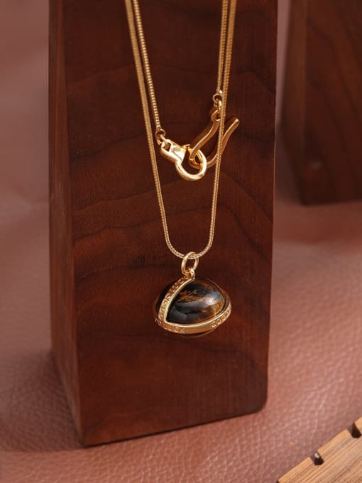 Five Color Brass Tiger Eye Geometric Hip Hop Necklace 1