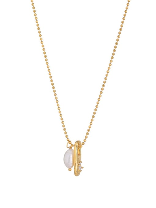 ACCA Brass Geometric Minimalist Bead Chain Necklace 0