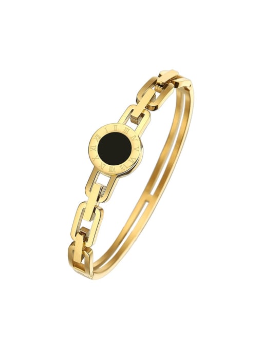 gold Stainless steel Acrylic Number Minimalist Band Bangle
