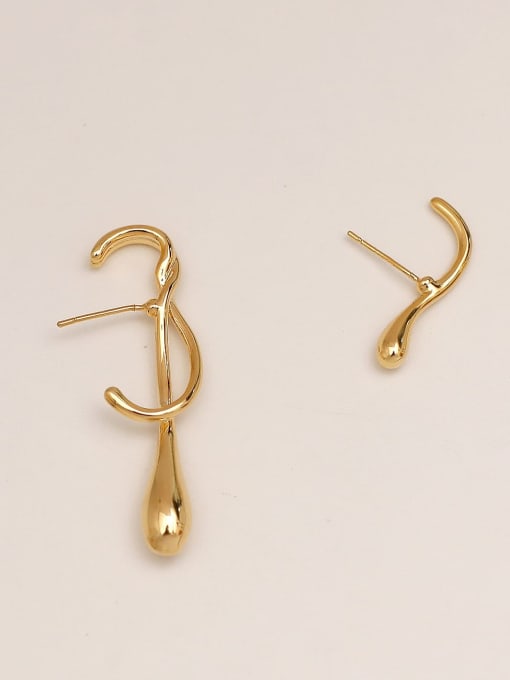 14K gold Brass Asymmetry  Irregular Vintage Stud Trend Korean Fashion Earring