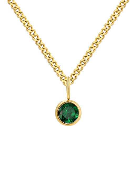 May Green Gold Stainless steel Birthstone Geometric Minimalist Necklace