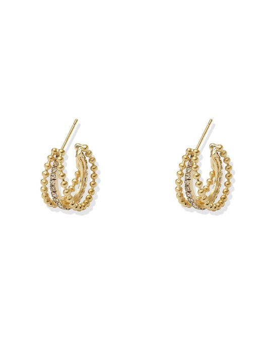14k Gold Brass Geometric Minimalist Clip Earring