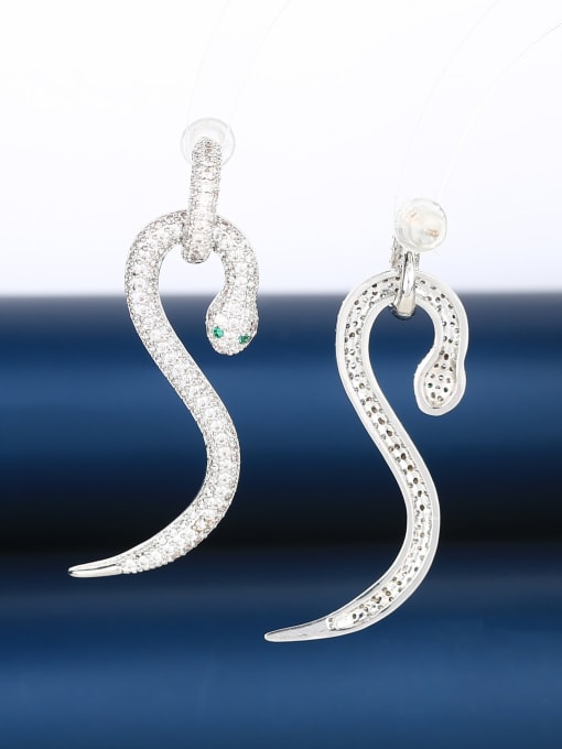 OUOU Brass Cubic Zirconia Snake Luxury Earring 1