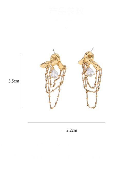 Five Color Brass Cubic Zirconia Water Drop Hip Hop Stud Earring 4