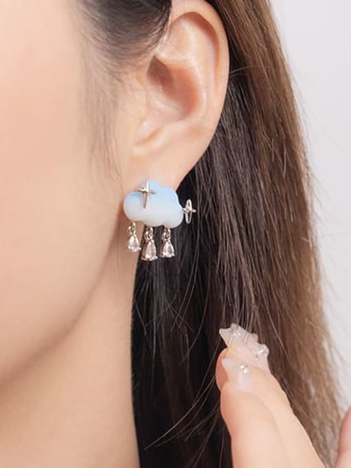 ACCA Brass Resin Cloud Water Drop Trend Stud Earring 1