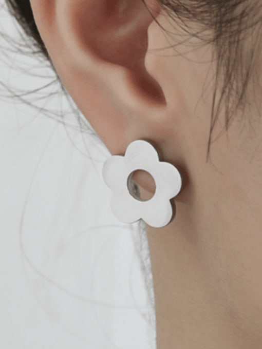 TINGS Titanium Steel Flower Minimalist Stud Earring 1