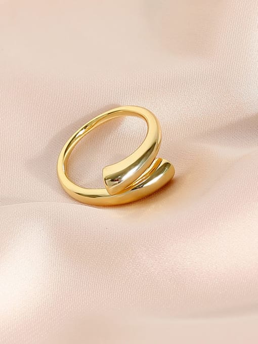 16k Gold Brass Irregular Minimalist Band Ring