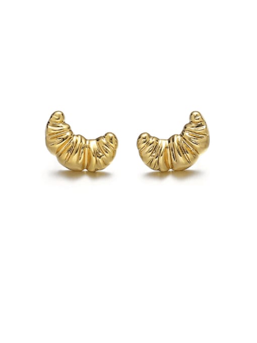 golden Brass Irregular Minimalist Stud Earring